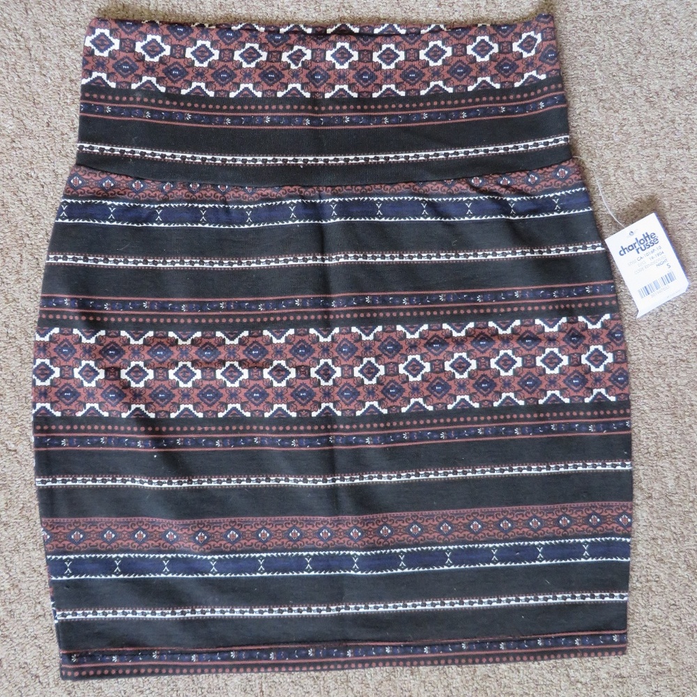 Striped Charlotte Russe Bodycon Mini Skirt S NWT
